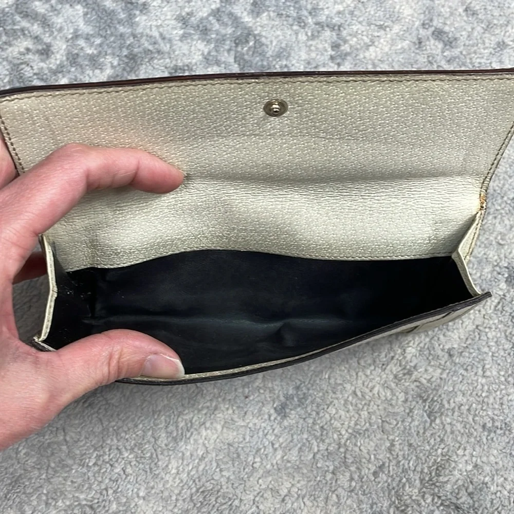 Gucci Monogram GG Logo Canvas Long Continental Wallet White Leather Trim Bolt - Picture 10 of 16